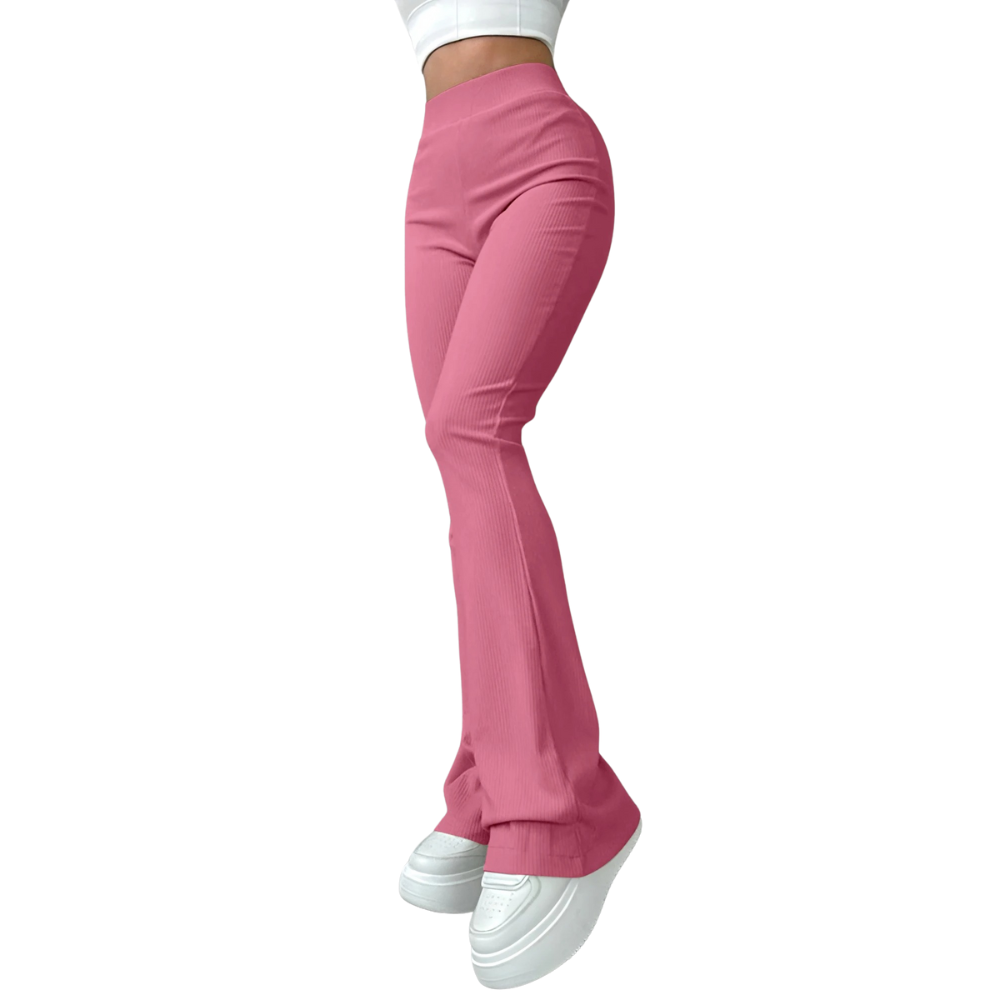 Gerippte Damenhose mit hoher Taille