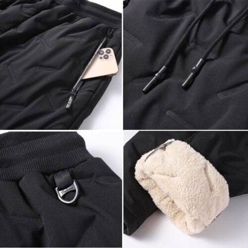 Herren Winterhose Schwarz Wasserabweisend Polyester Gefüttert für Outdoor-Aktivitäten-4