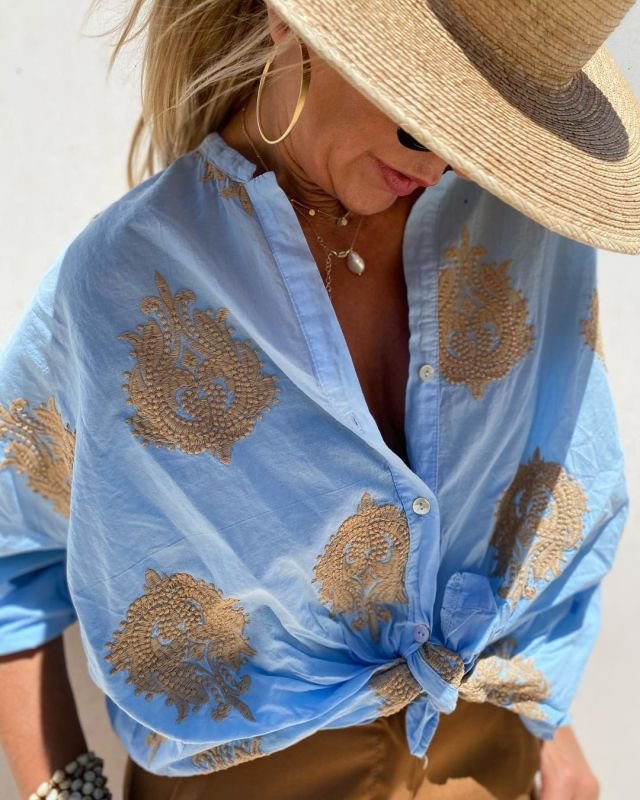Damenbluse Elegante Baumwoll-Polyester-Mischung für Festliche Anlässe 1