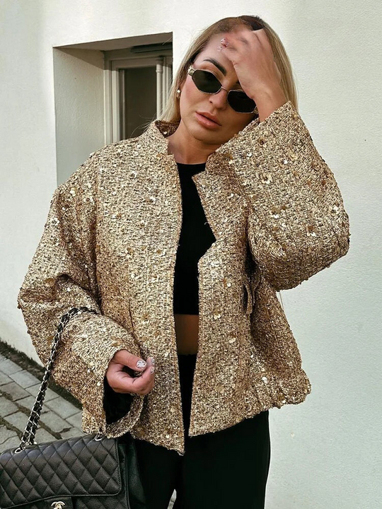 Goldfarbene Paillettenjacke für Frauen