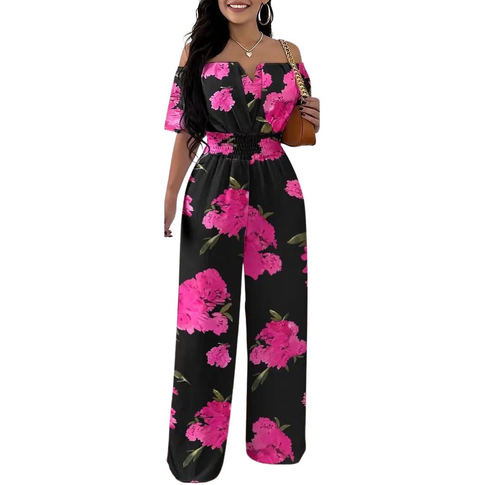 Modischer Overall mit schulterfreier, gesmokter Taille