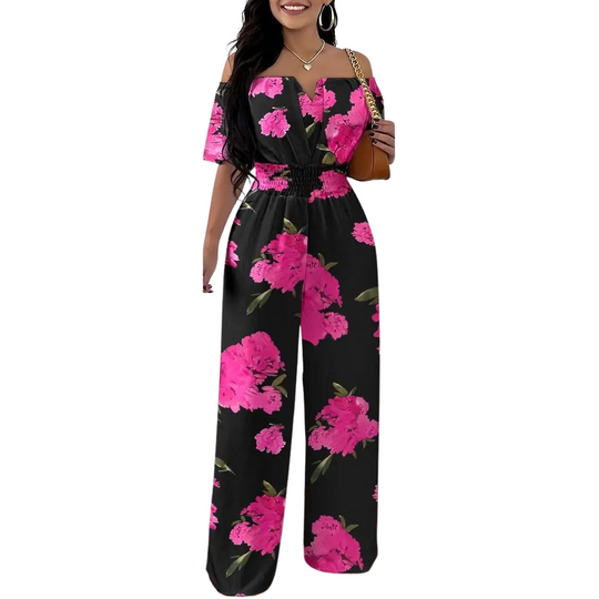 Modischer Overall mit schulterfreier, gesmokter Taille