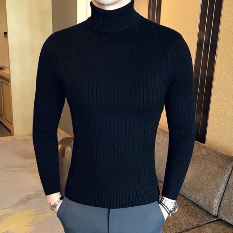 Herrenpullover mit schmalem Rollkragen