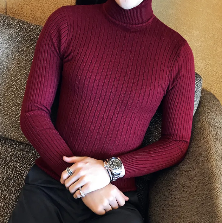 Herrenpullover mit schmalem Rollkragen
