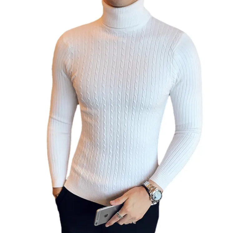 Herrenpullover mit schmalem Rollkragen