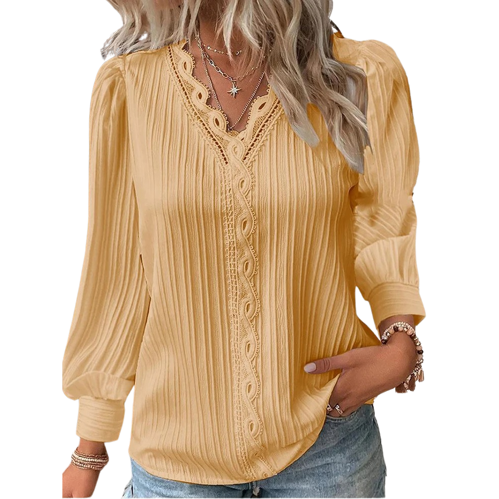 Damen-Shirt mit V-Ausschnitt und Ziernähten