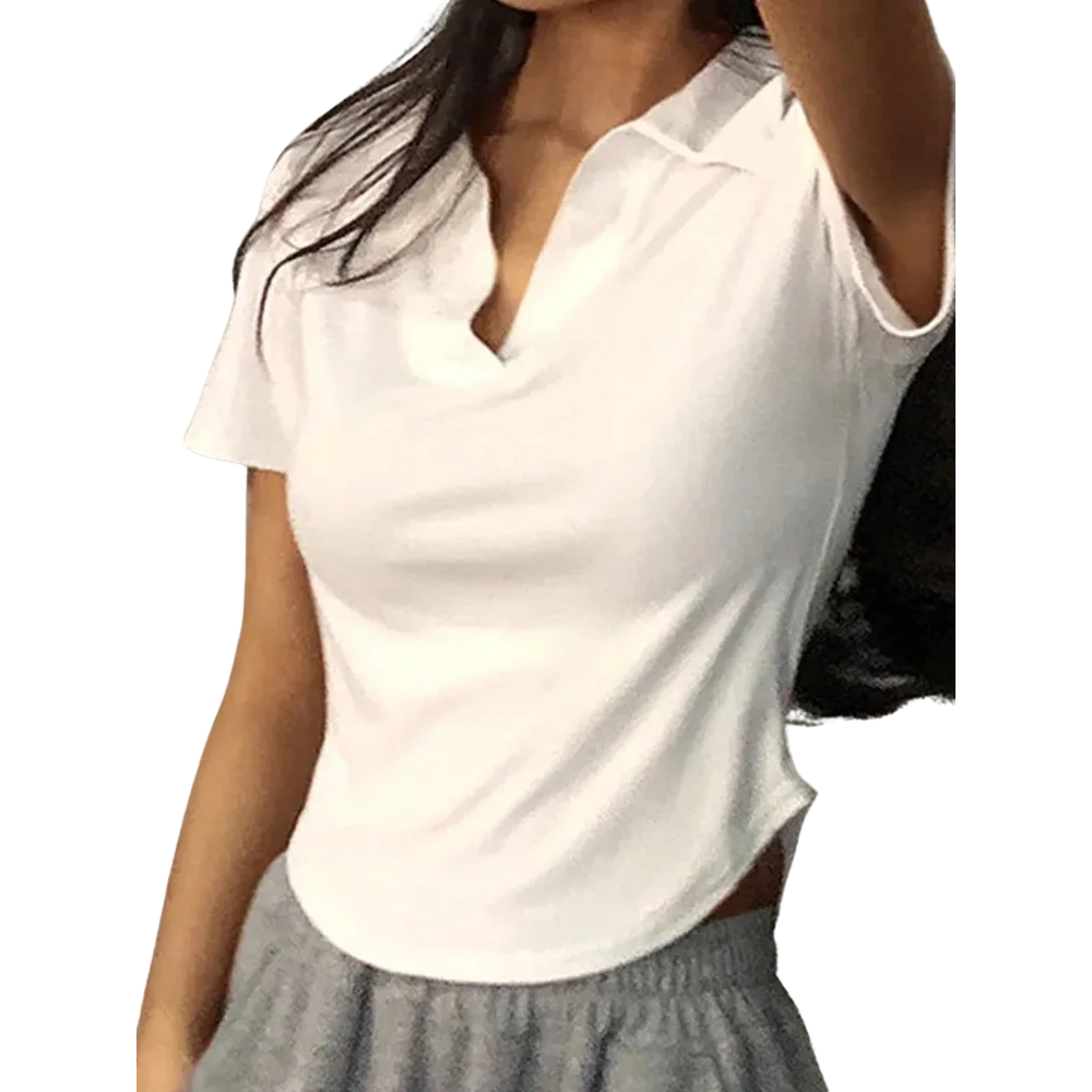 Damen-Top mit V-Ausschnitt und kurzen Ärmeln