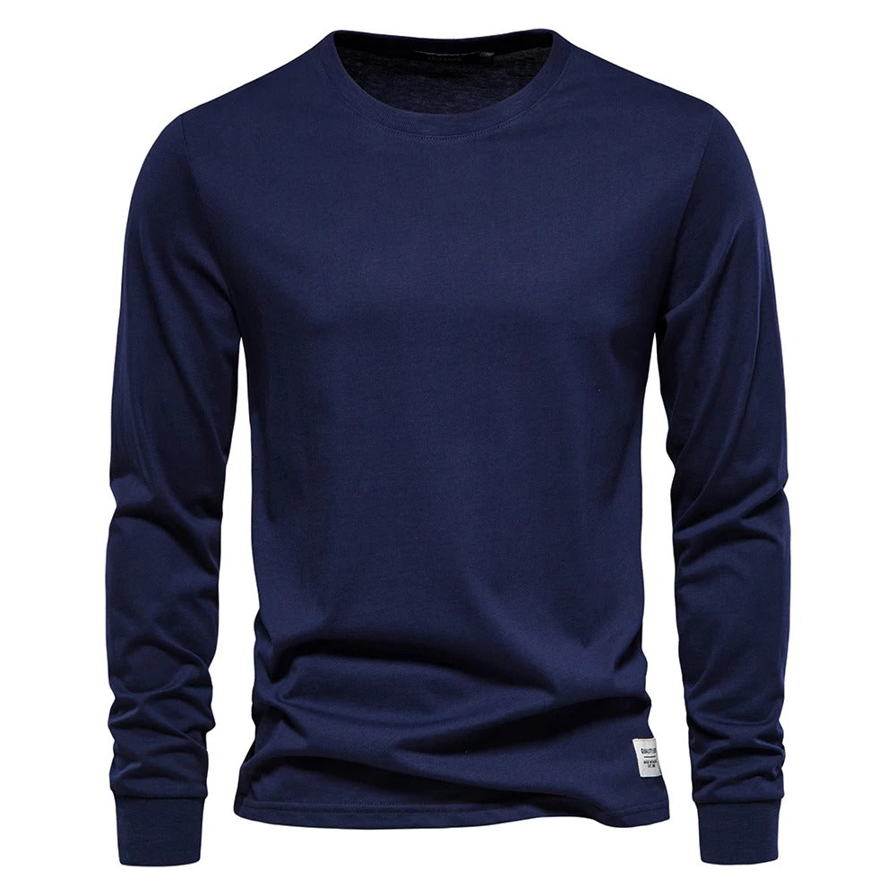 Unifarbenes Langarm-T-Shirt für Männer