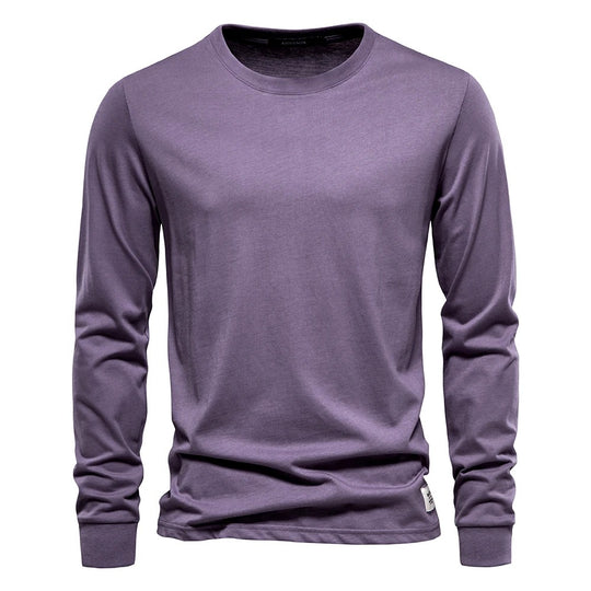 Unifarbenes Langarm-T-Shirt für Männer