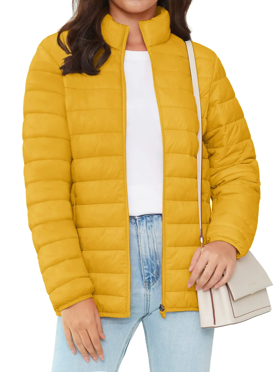 Damen-Pufferjacke mit durchgehendem Reißverschluss