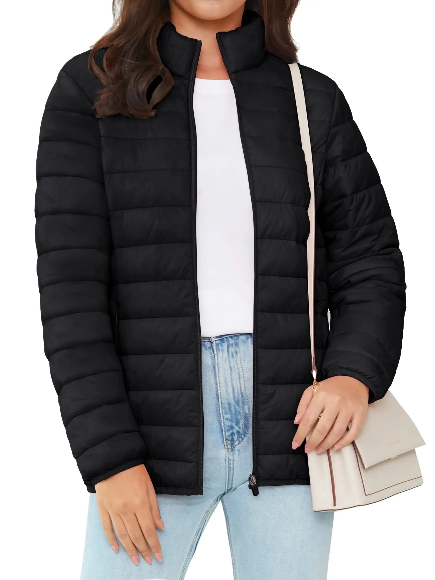 Damen-Pufferjacke mit durchgehendem Reißverschluss