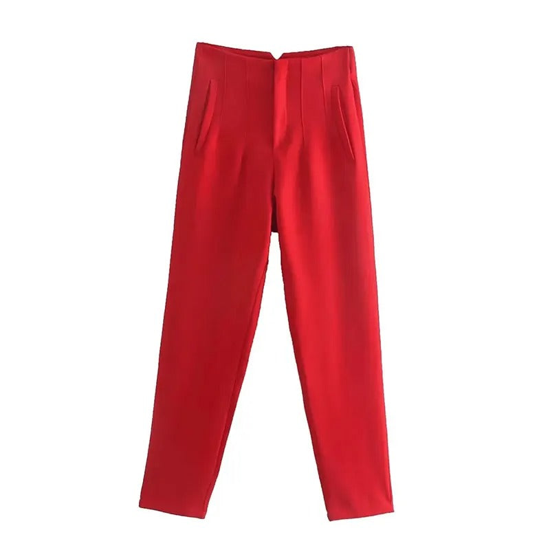 Damen-Hose mit hoher Taille und schmalem Bein