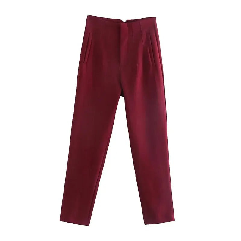 Damen-Hose mit hoher Taille und schmalem Bein