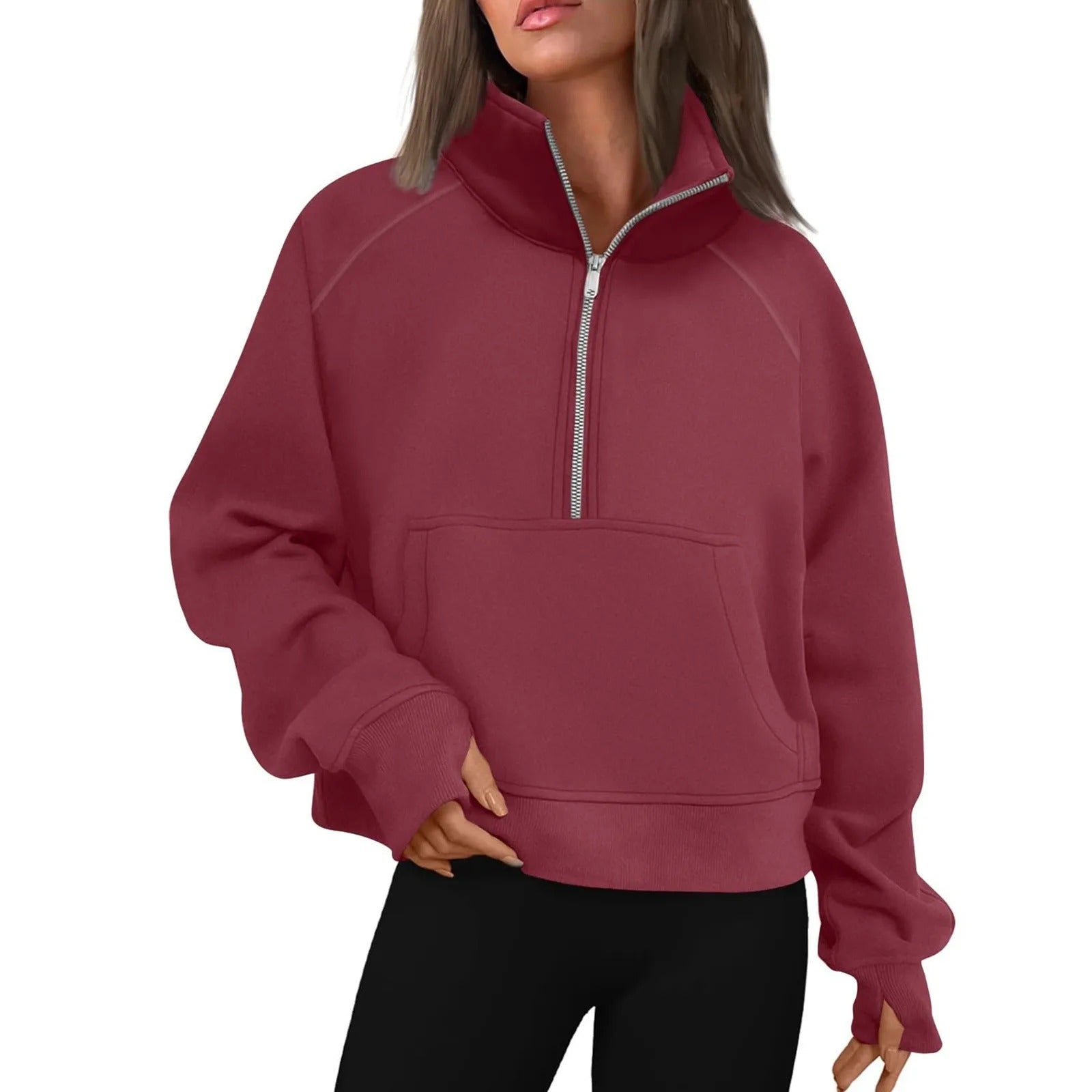 Damen-Fleecejacke mit Stehkragen