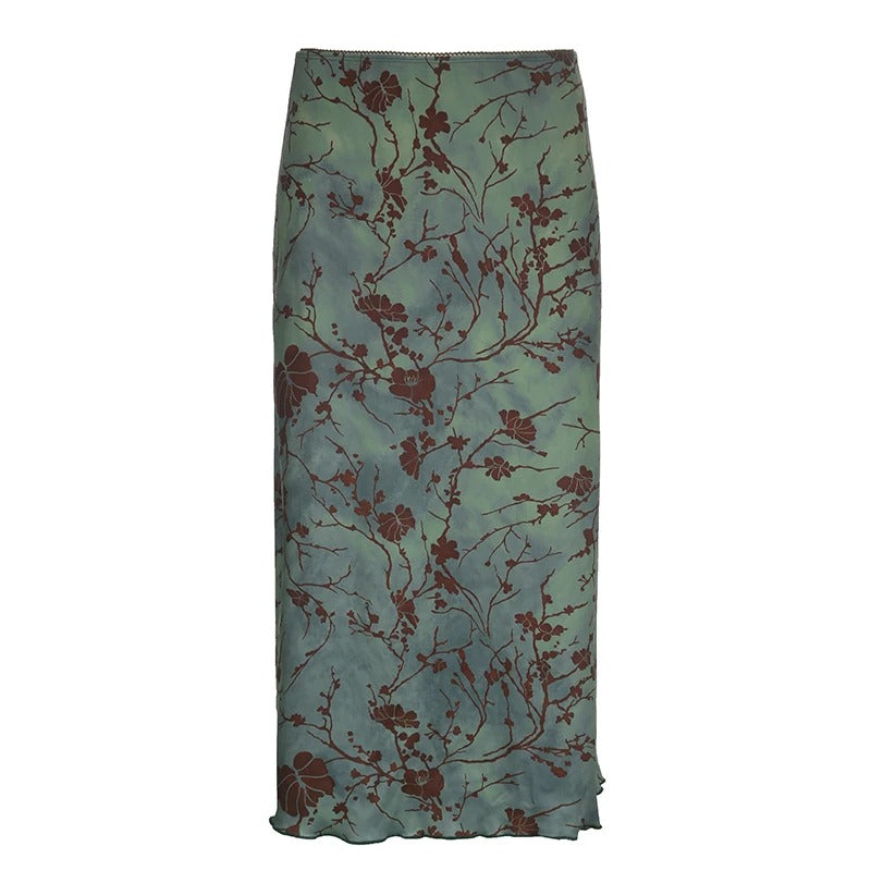 Vintage-Midi-Rock mit Blumenprint