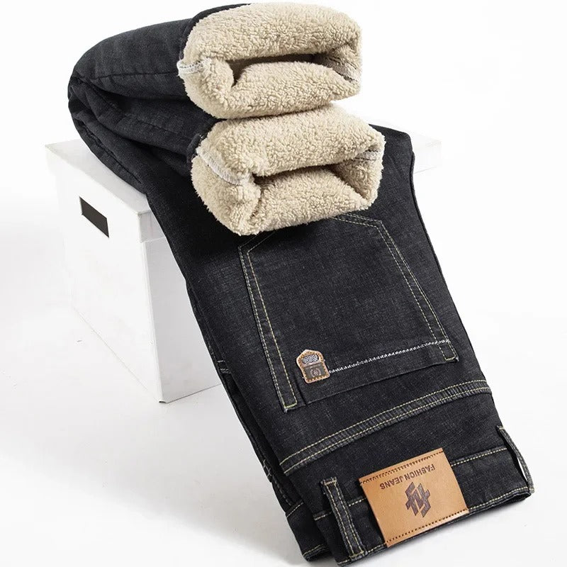 Herrenhose mit geradem Bein Lambswool Denim