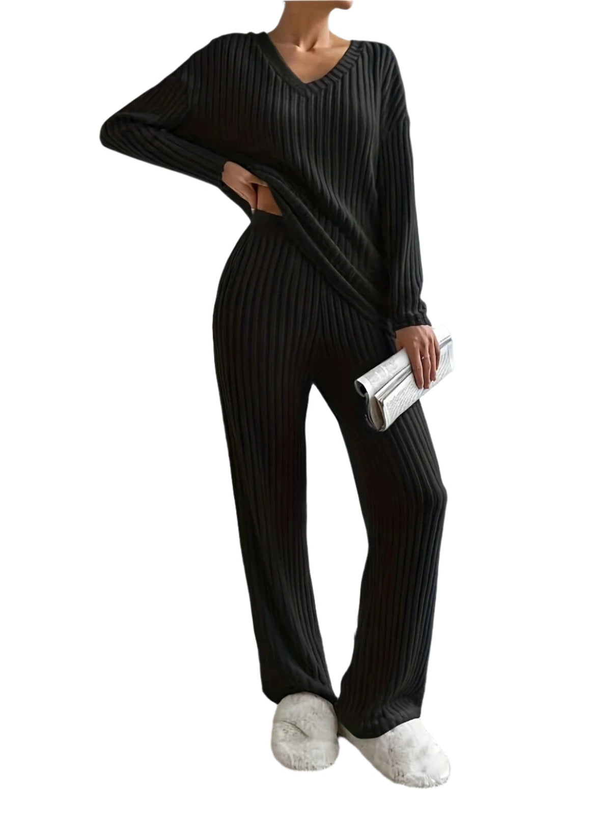 Damen Strick-Set Strick Winter V-Ausschnitt