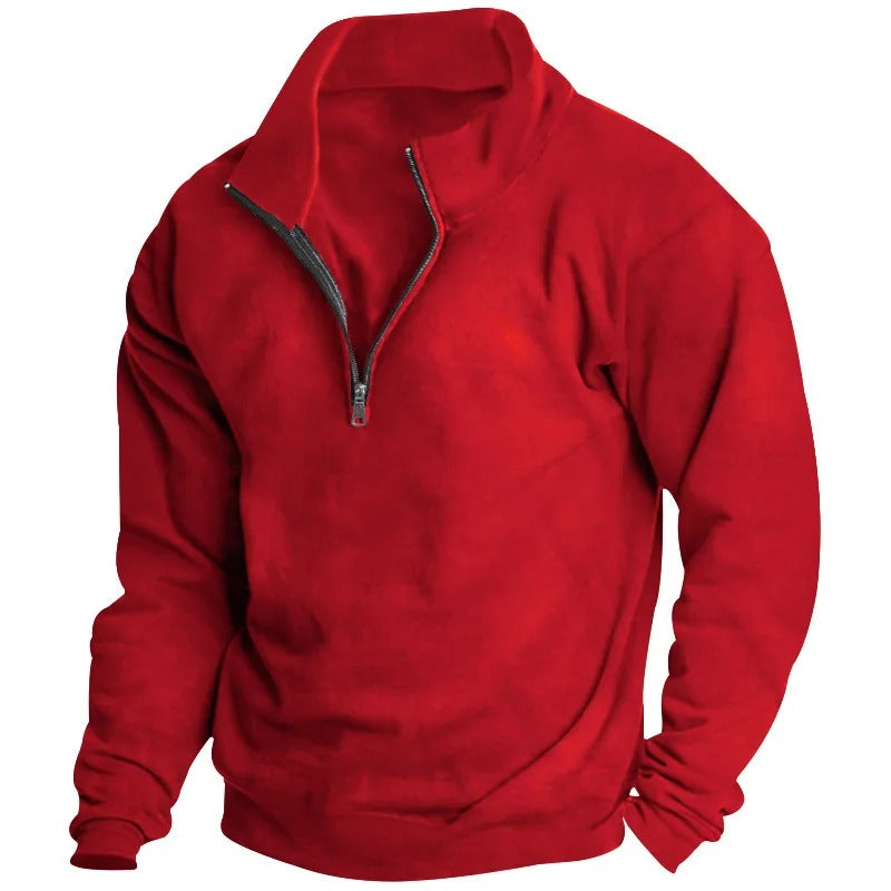 Herren-Sweatshirt mit halbem Reißverschluss und Stehkragen
