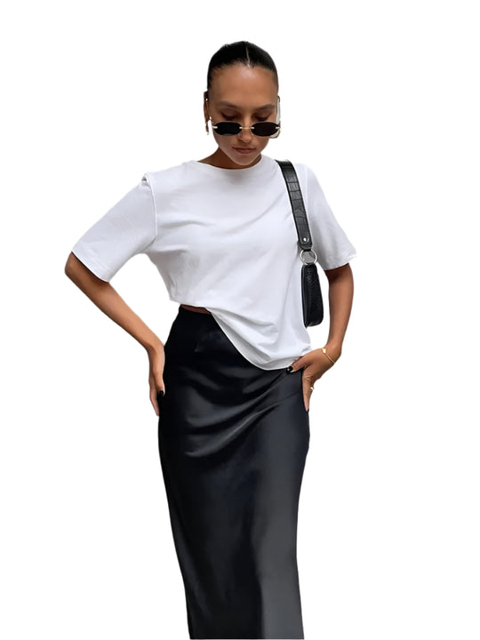 Satinrock mit hoher Taille für Damen