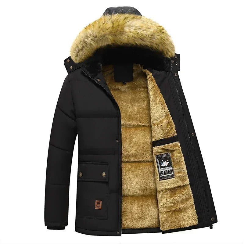 Warmer Pelzmantel mit Kapuze für Männer