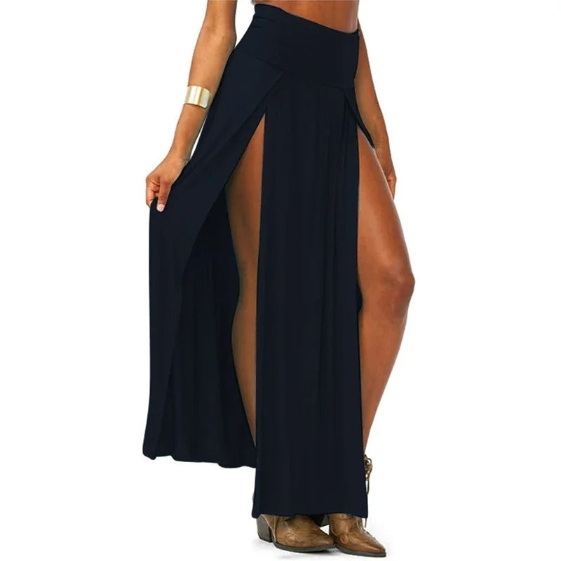 Damenrock mit hoher Taille und doppeltem Schlitz
