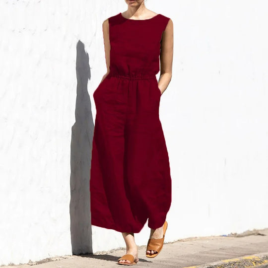 Damen-Overall aus Baumwolle mit hoher Taille