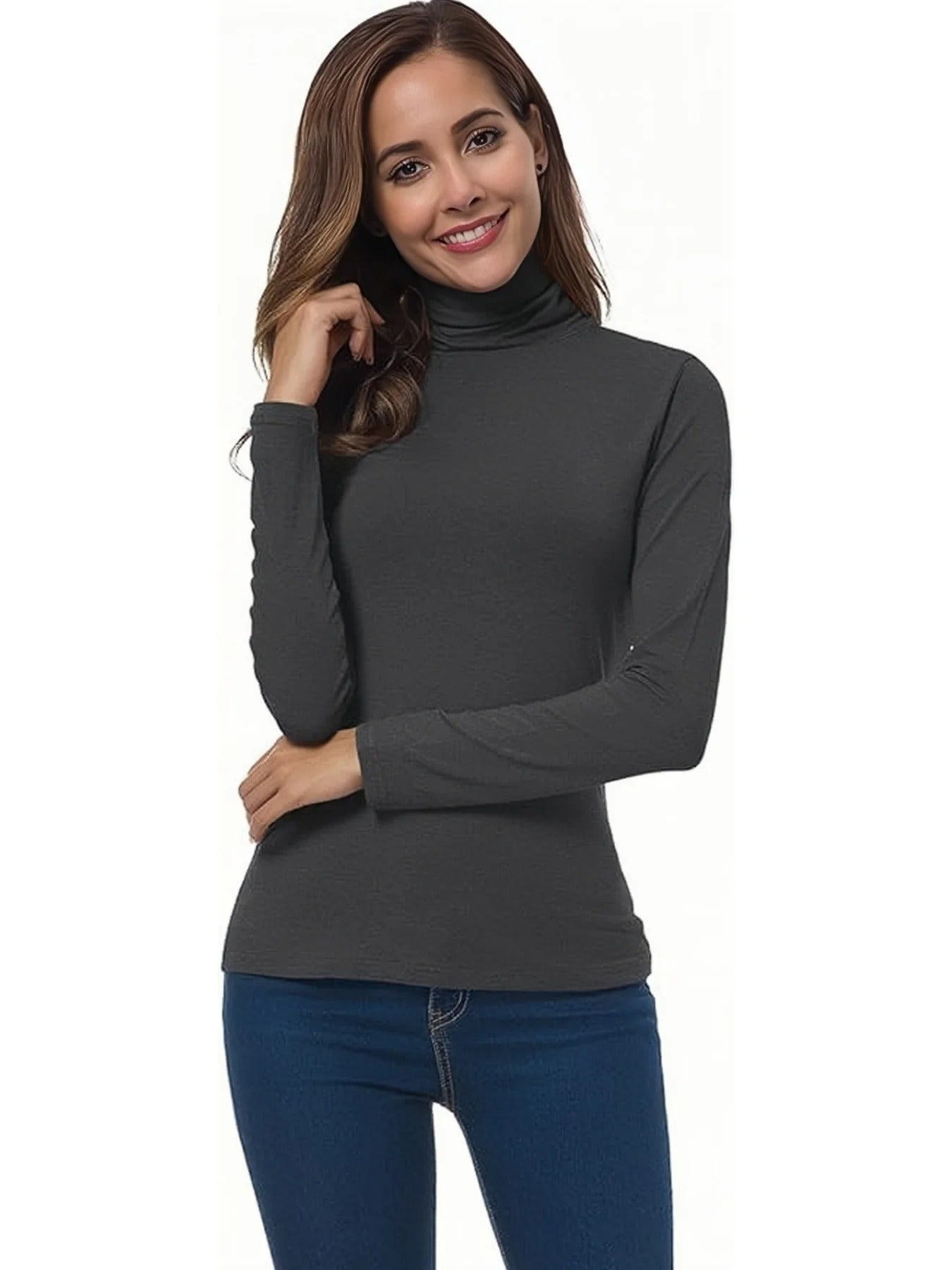 Weiches Damen-T-Shirt mit Rollkragen