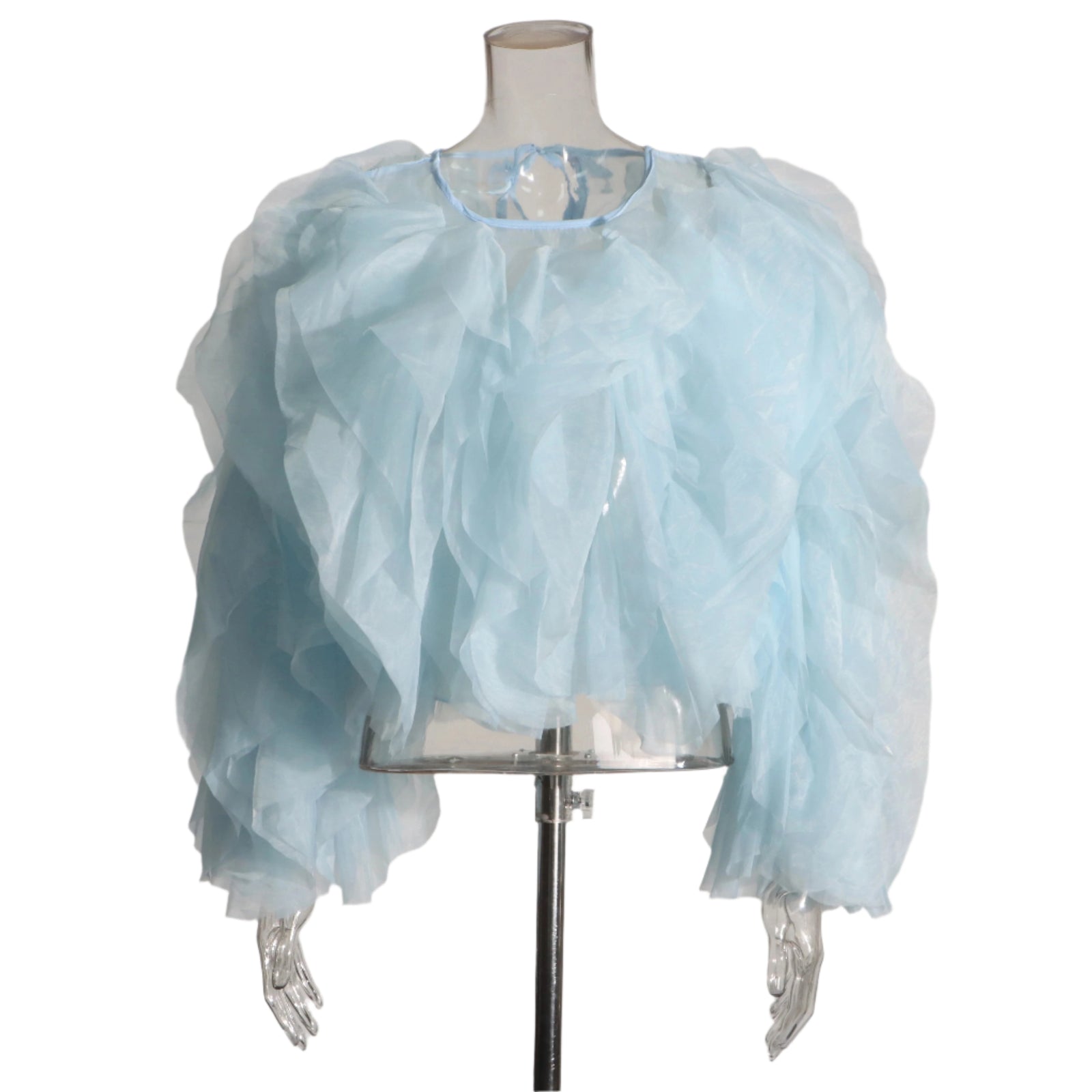 Damen-Shirt mit O-Ausschnitt und Rüschen