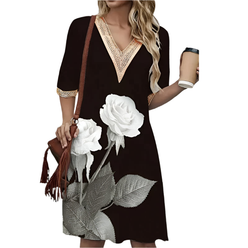 Damen V-Ausschnitt Bedrucktes Sommerkleid