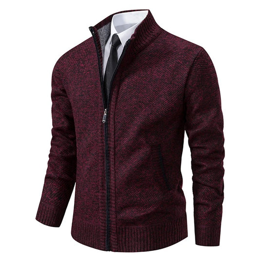 Warme Herren-Fleece-Strickjacke mit Reißverschluss