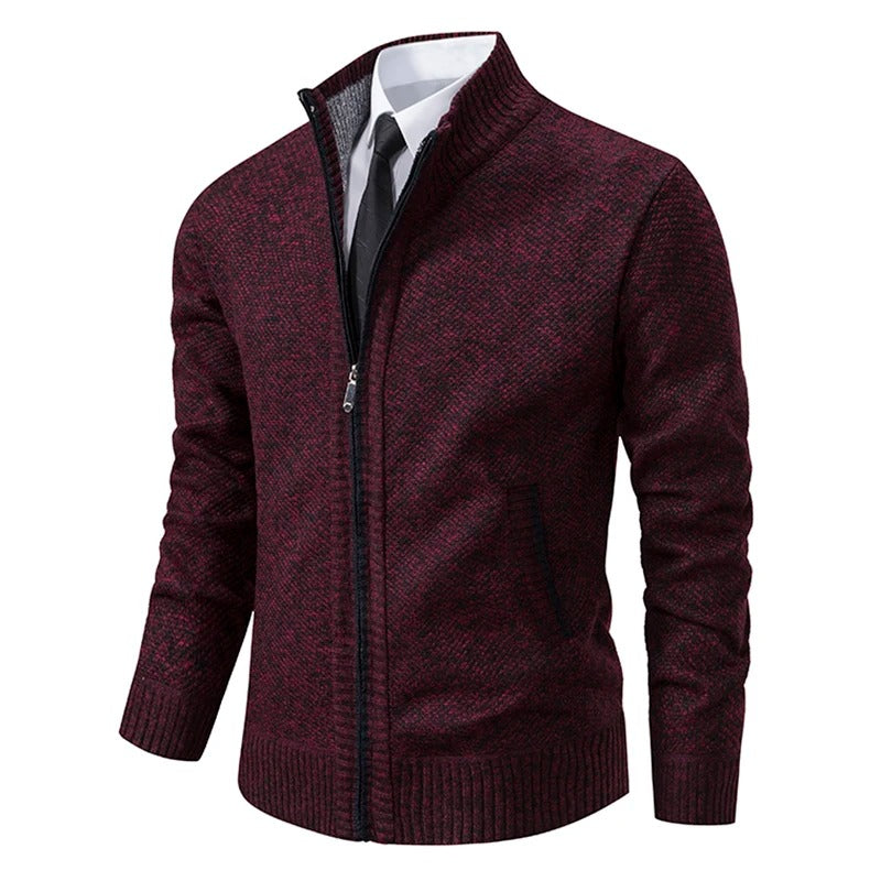 Warme Herren-Fleece-Strickjacke mit Reißverschluss