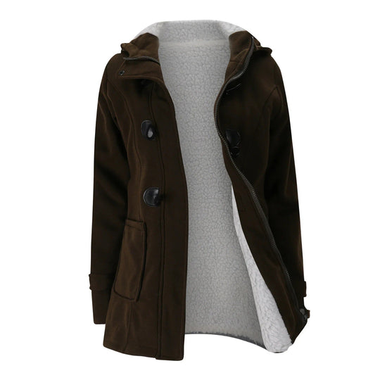 Lässiger Winter-Knopf-Hoodie für Frauen