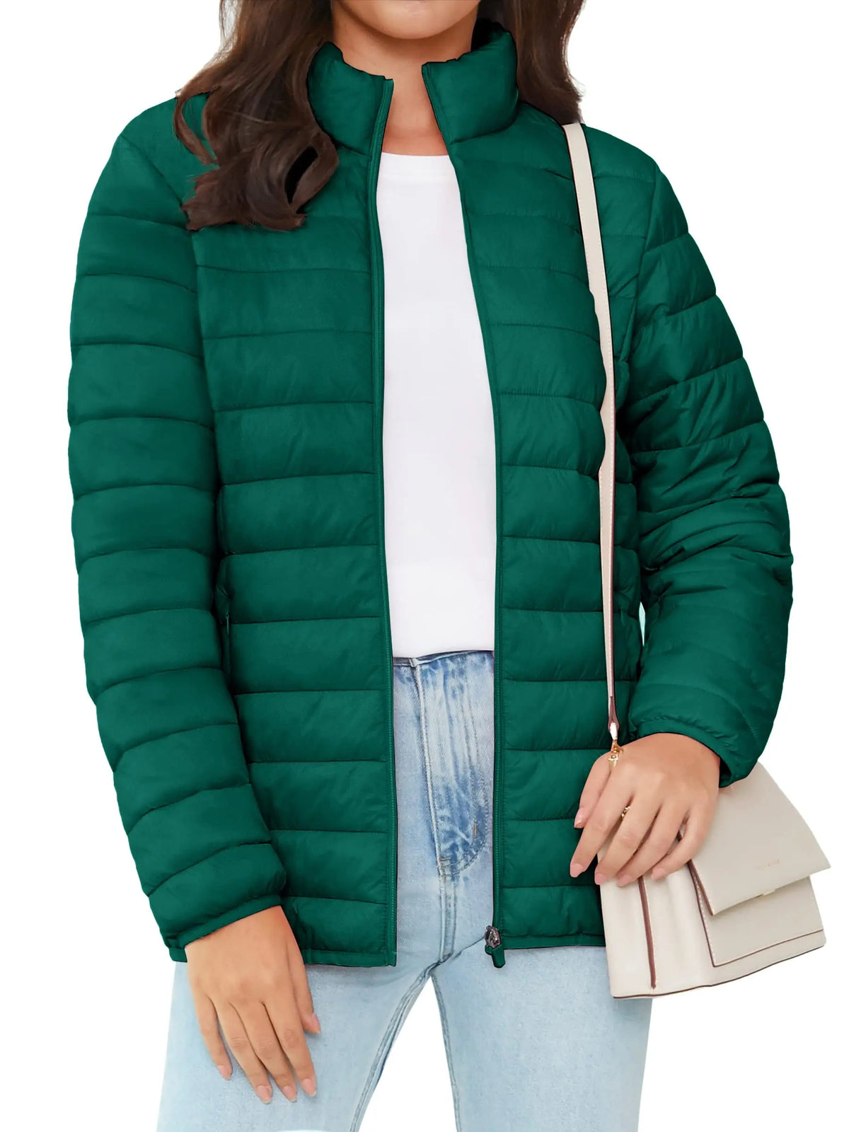 Damen-Pufferjacke mit durchgehendem Reißverschluss