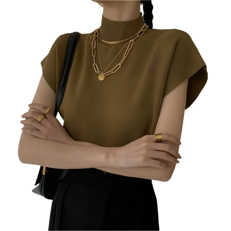 Strickoberteil mit kurzen Ärmeln für Frauen