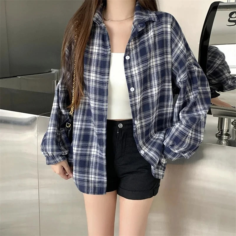 Oversized kariertes Hemd für Damen