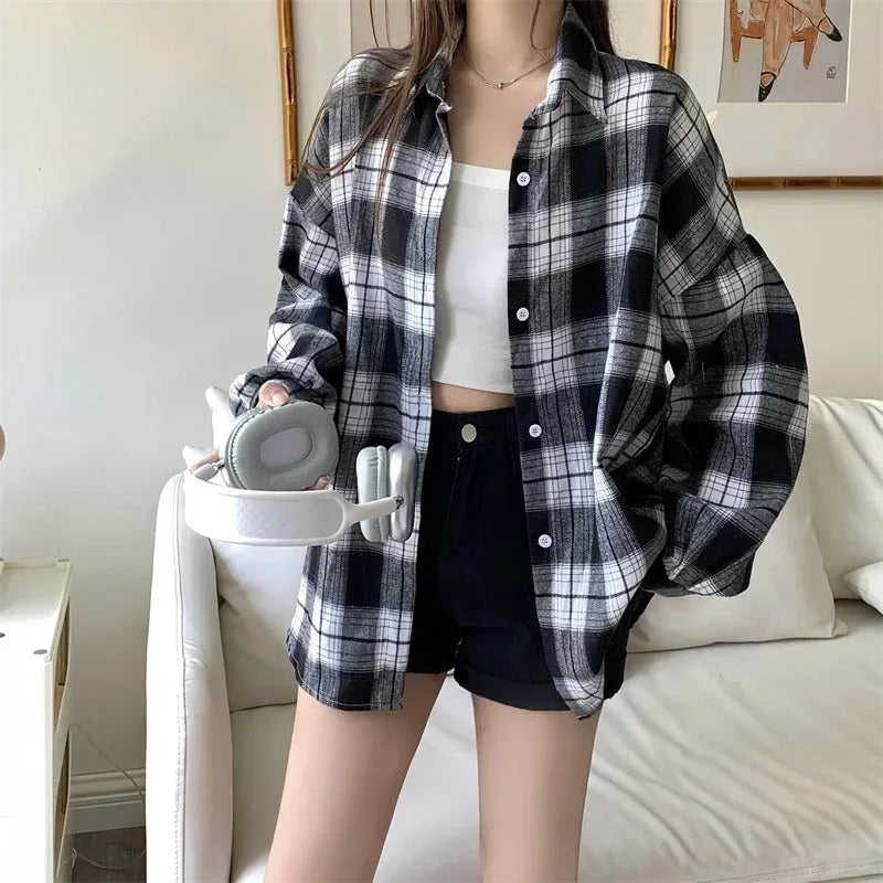 Oversized kariertes Hemd für Damen