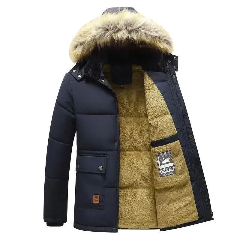 Warmer Pelzmantel mit Kapuze für Männer