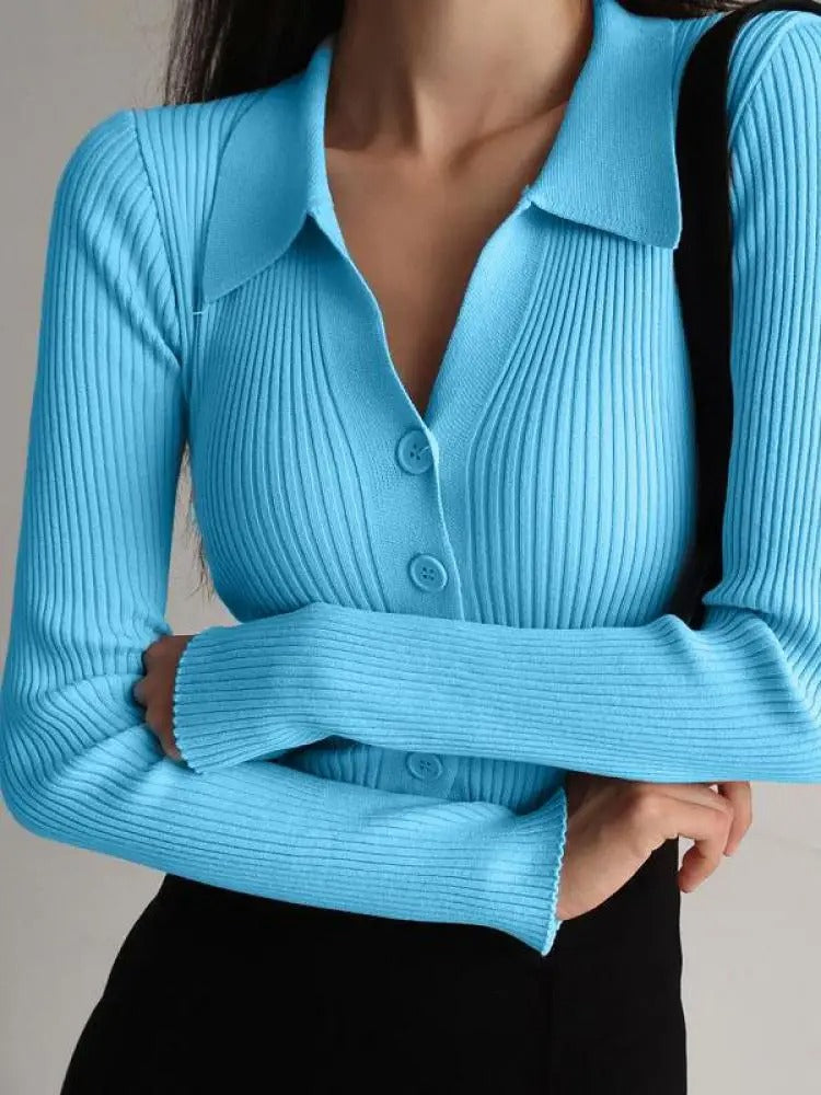 Schmal geschnittene Strickjacke mit V-Ausschnitt für Damen