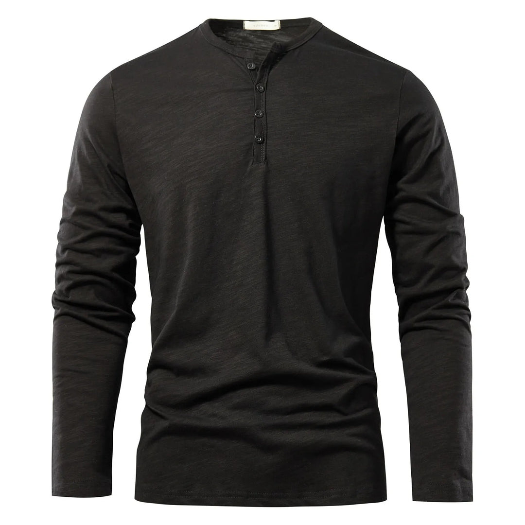 Langärmeliges T-Shirt mit Henley-Ausschnitt für Männer