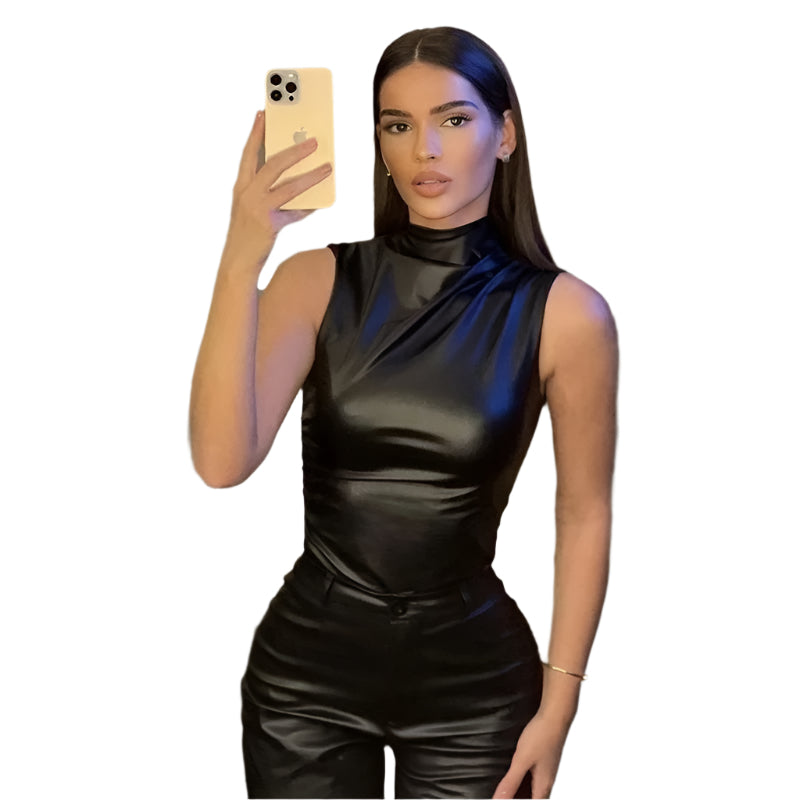 Ärmelloses Damen-Tanktop aus Leder