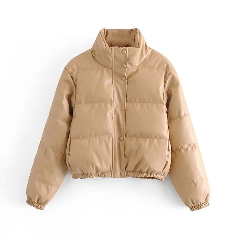 Gesteppte Lederjacke für Frauen aus Baumwolle