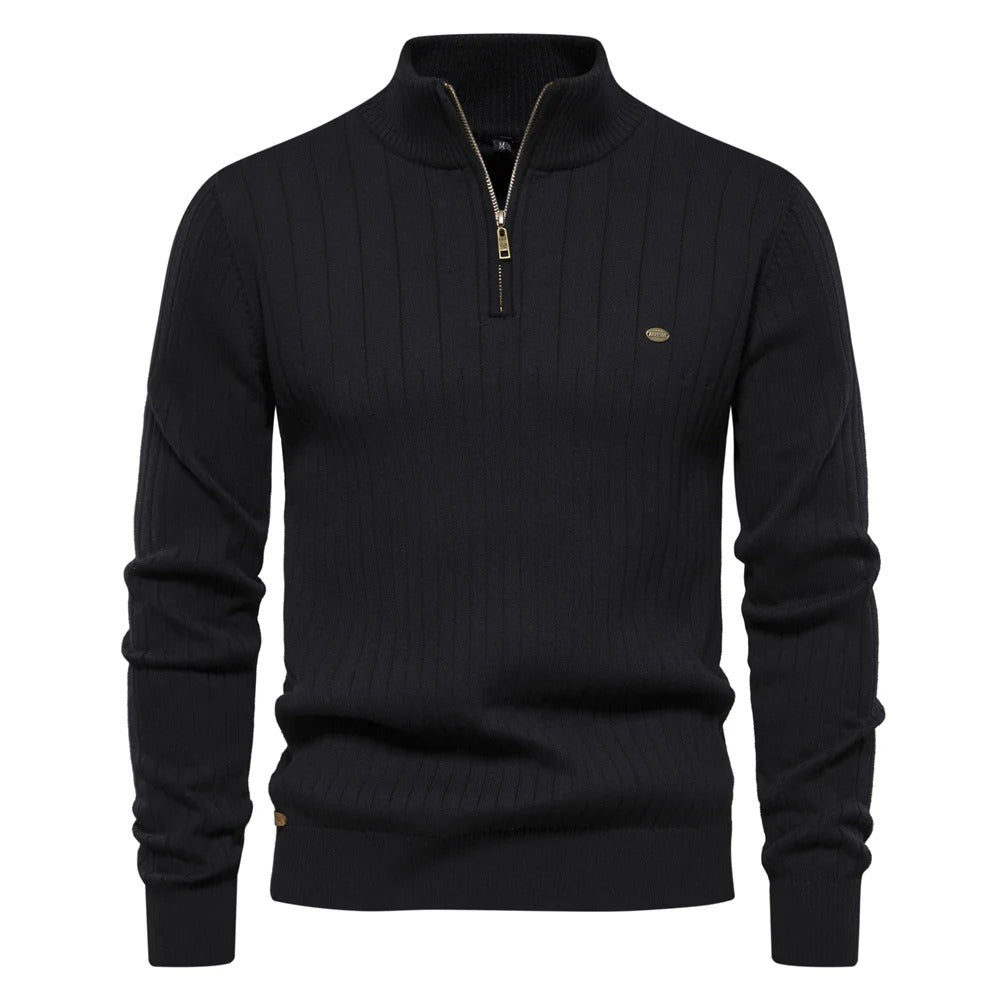 Herren-Strickpullover mit hohem Kragen