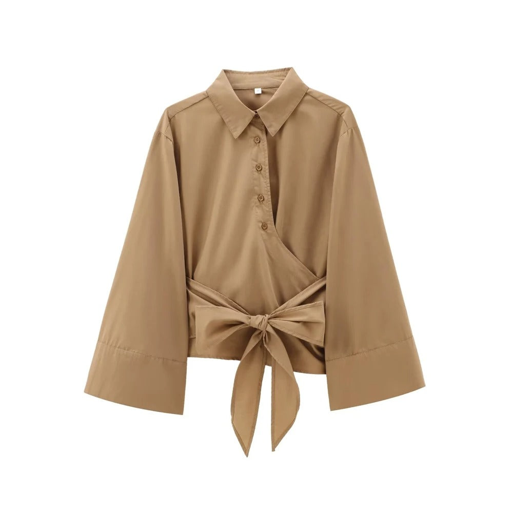 Kimono-Damenbluse mit langen Ärmeln