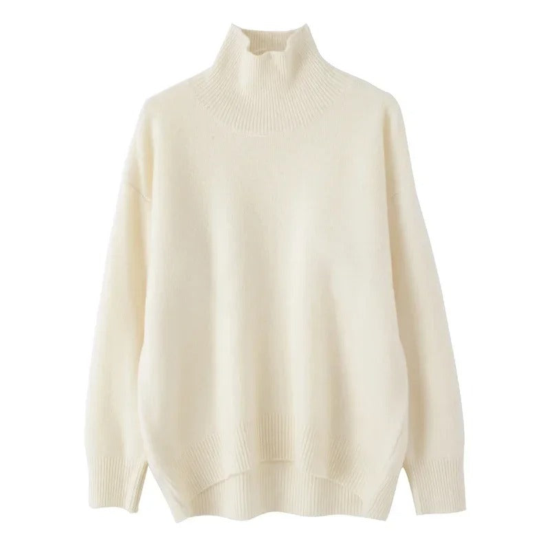 Hochgeschlossener Damen-Strickpullover