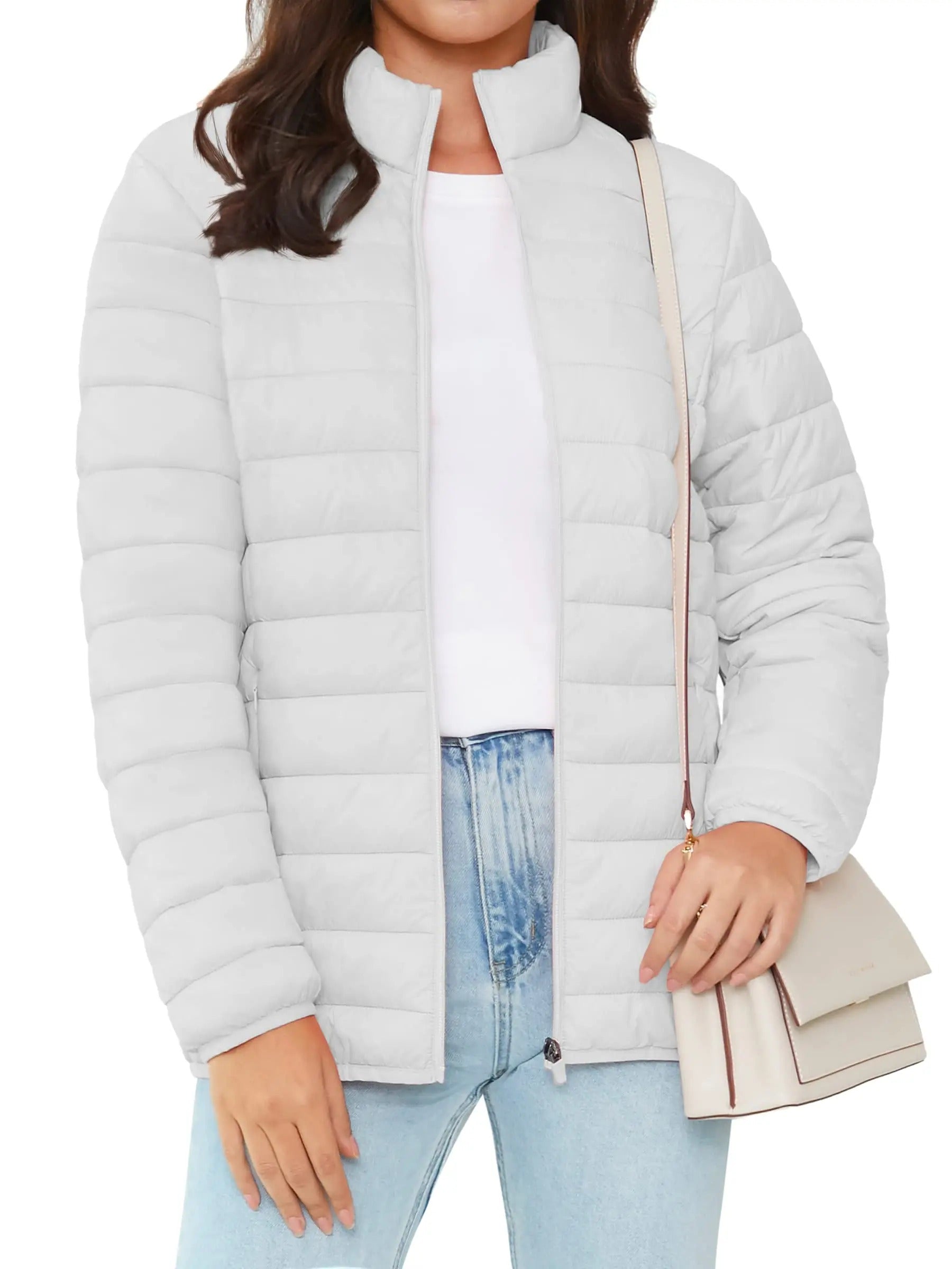 Damen-Pufferjacke mit durchgehendem Reißverschluss