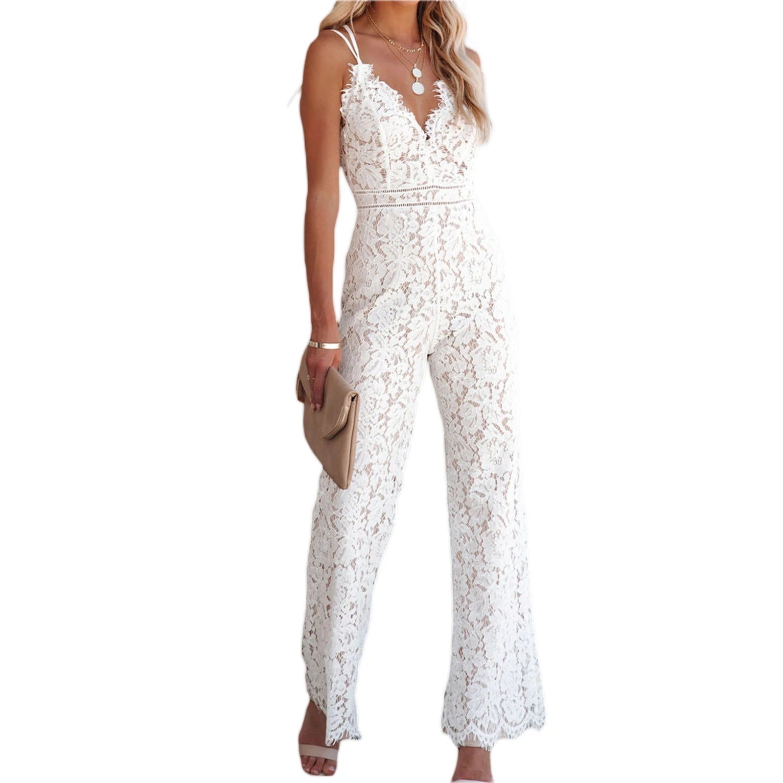 Blumiger Jumpsuit aus Spitze für Damen