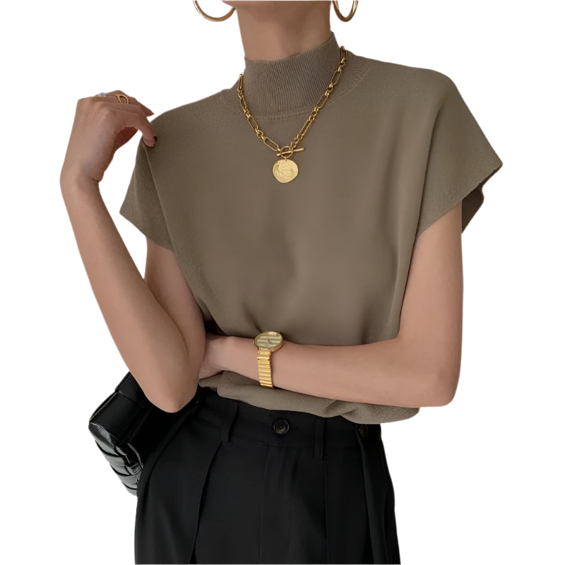 Strickoberteil mit kurzen Ärmeln für Frauen