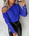 Langärmelige Button-Down-Bluse für Damen
