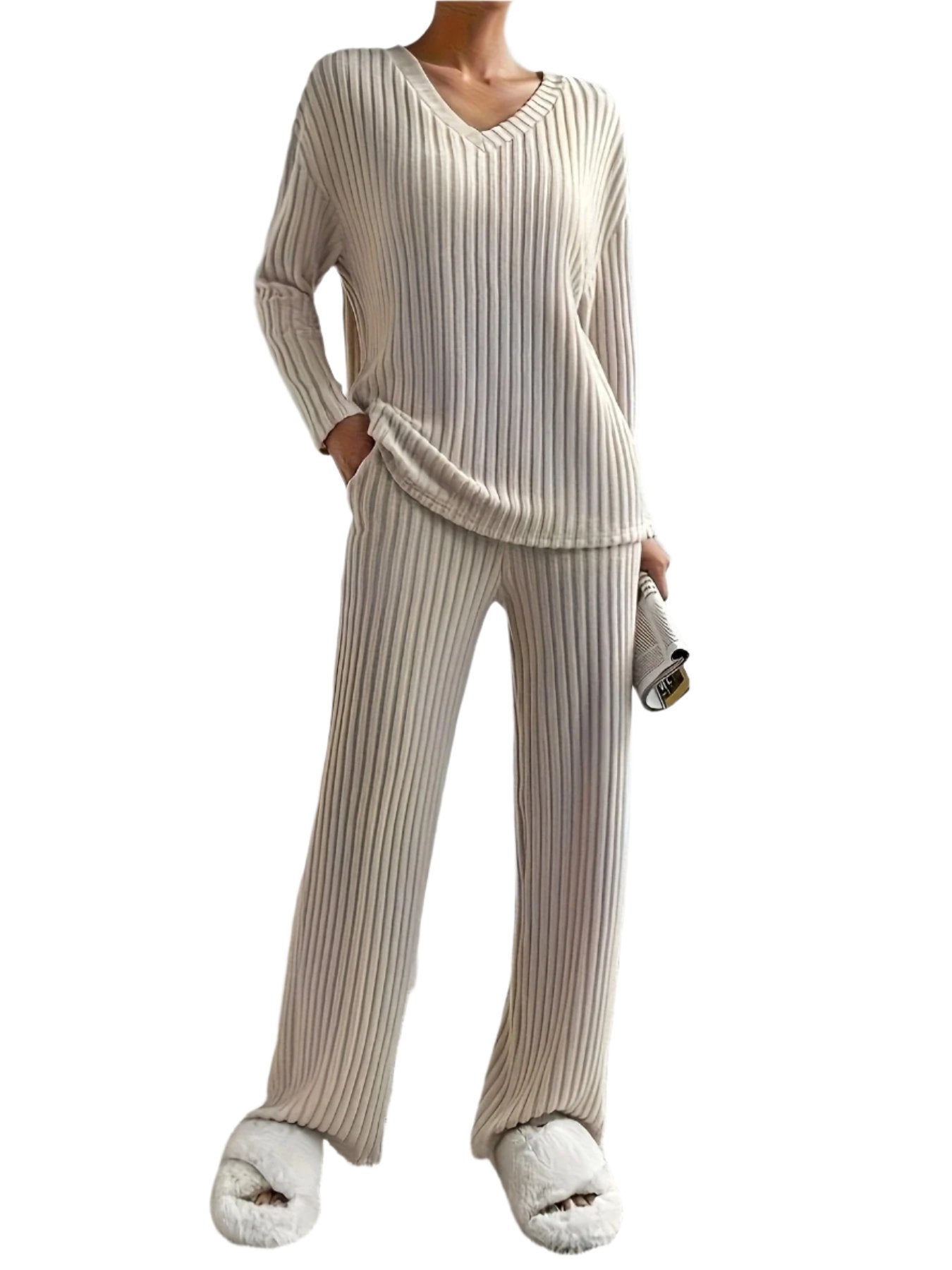 Damen Strick-Set Strick Winter V-Ausschnitt