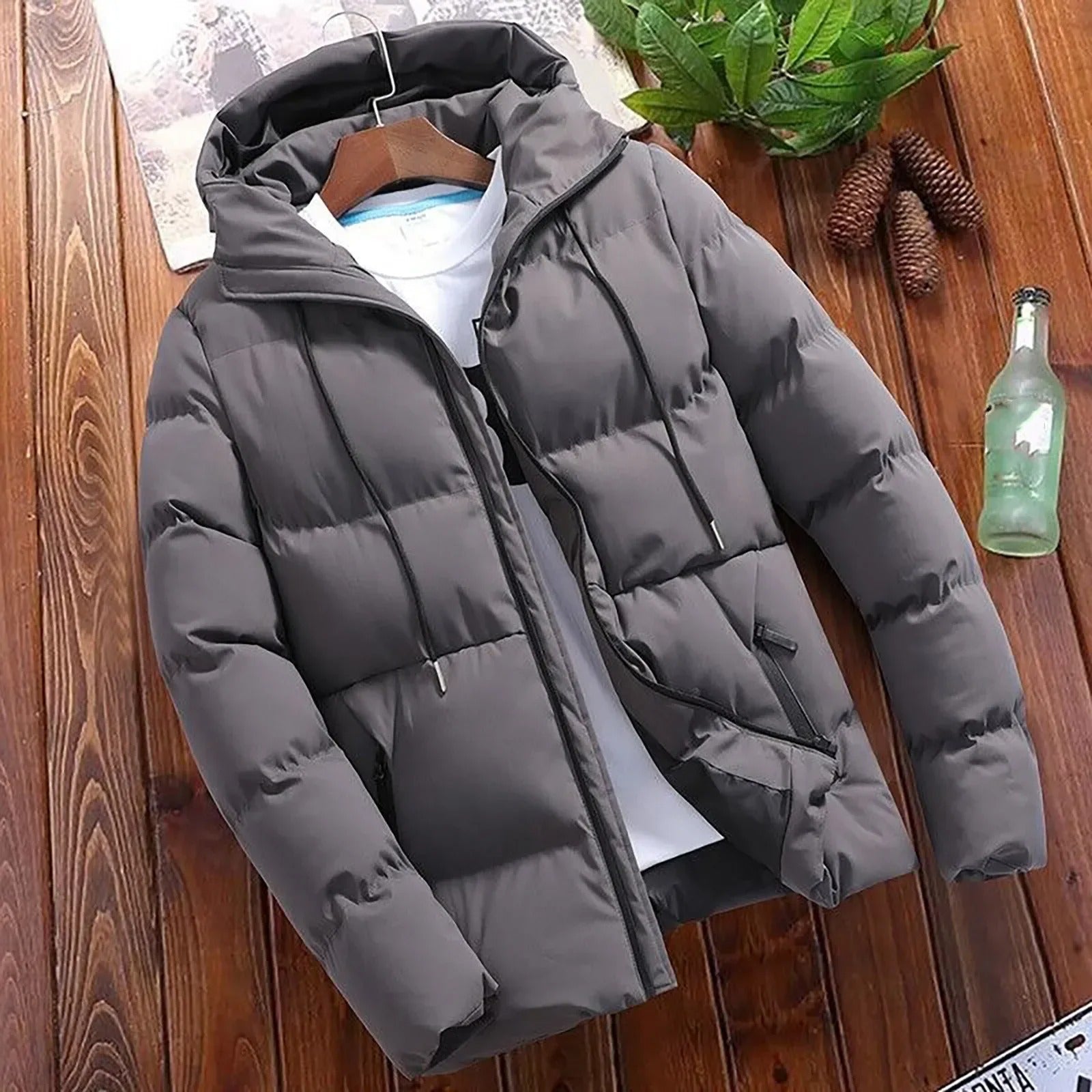 Warme Kapuzen-Pufferjacke für Männer